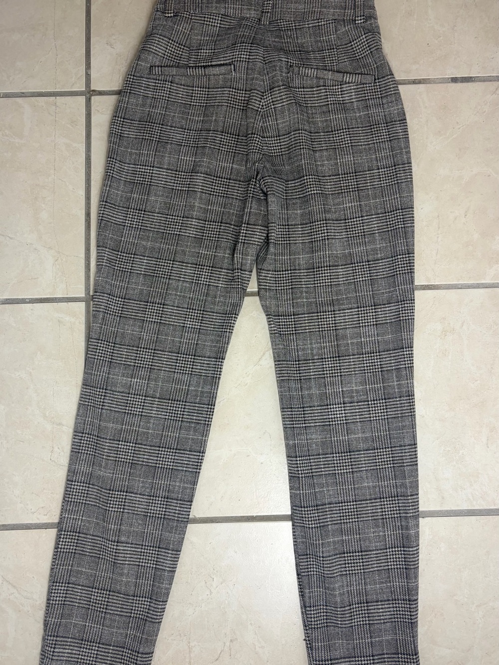 H&M Gray Plaid High-Waist Dress Pants